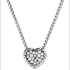 Pave diamond heart necklace